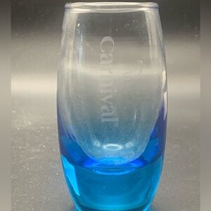 Pre Owned Carnival Cruise Lines Blue Shot Glass Etched Logo Shotglass HTF